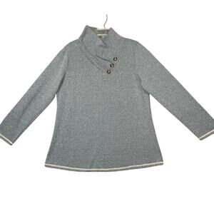 Soft Surrounding Brinley Buttoned Cowl Shawl Neck Pullover Tunic Women L Blue